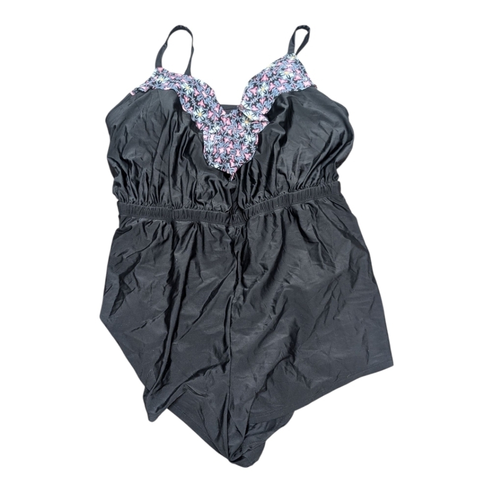 Swim by Cacique Black Romper One Piece Suit Size 20 Beach Vacation Resortwear